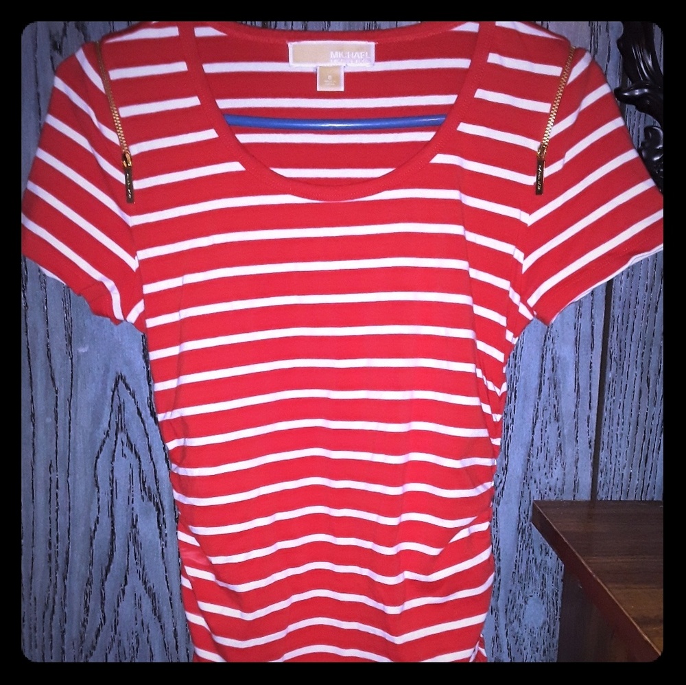 Michael Kors tee with gold zippers Small